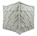 Modern Boho Design Beige Handwoven Wool Pouf
