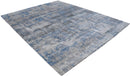 Abstract Handmade Silver and Blue Bamboo Silk 8x10 Area Rug | TRD1689810