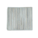 Modern Stripes Pattern Ivory And Silver Handmade Leather Pouf