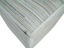 Modern Stripes Pattern Ivory And Silver Handmade Leather Pouf