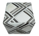 Contemporary Black and White Leather Pouf