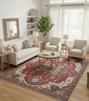 Custom Made Traditional Turkish Red And Brown Hand Knotted Wool Rug