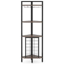 Industrial Corner Wine Rack Storage Shelving Unit with Glass Holders