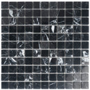 Black 12x12 Square Polished Square Nero Marquina Marble Mosaic Tile (5 pack, 5 sq ft/case)