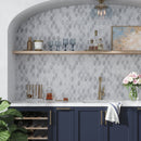 Soft Gray White 11x13 Polished Arabesque Carrrara Thassos Marble Mosaic Tile (5 pack, 4.85 sq ft/case)