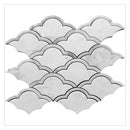 Soft White Gray 9x10 Polished Fan Scalloped Bianco Carrara Marble Mosaic Tile (5 pack, 3.06 sq ft/case)