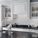 Soft White Gray 9x10 Polished Fan Scalloped Bianco Carrara Marble Mosaic Tile (5 pack, 3.06 sq ft/case)