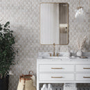 Soft White Wooden Brown 10x11 Polished Arabesque Marble Mosaic Tile (5 pack, 4 sq ft/case) - Sample