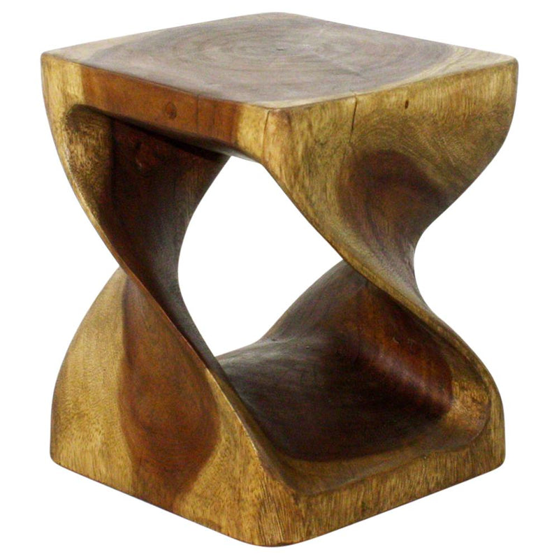 Haussmann® Original Wood Twist Stool 10 in SQ x 12 in High Antique Oak Oil