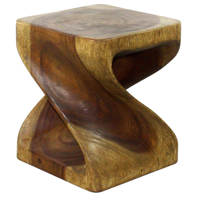 Haussmann® Original Wood Twist Stool 10 in SQ x 12 in High Antique Oak Oil