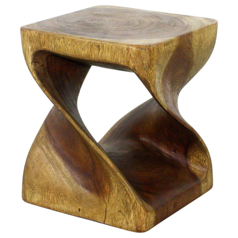 Haussmann® Original Wood Twist Stool 10 in SQ x 12 in High Antique Oak Oil