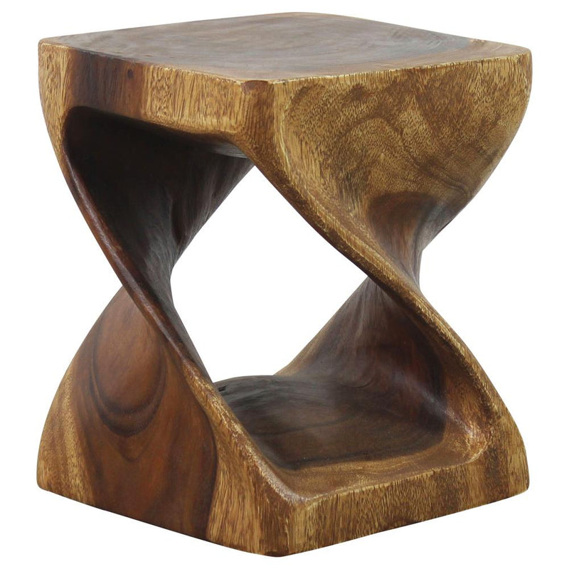 Haussmann® Original Wood Twist Stool 10 in SQ x 12 in High Walnut Oil