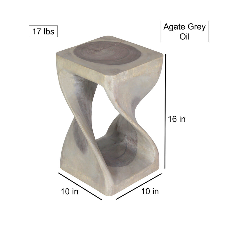 Haussmann® Original Wood Twist Stool 10 X 10 X 16 In High Grey Oil