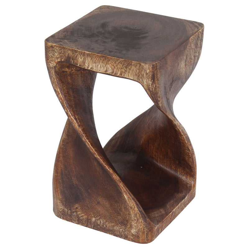 Original Wood Twist Accent Stool 10 X 10 X 16 In High Mocha Oil