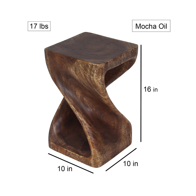 Original Wood Twist Accent Stool 10 X 10 X 16 In High Mocha Oil