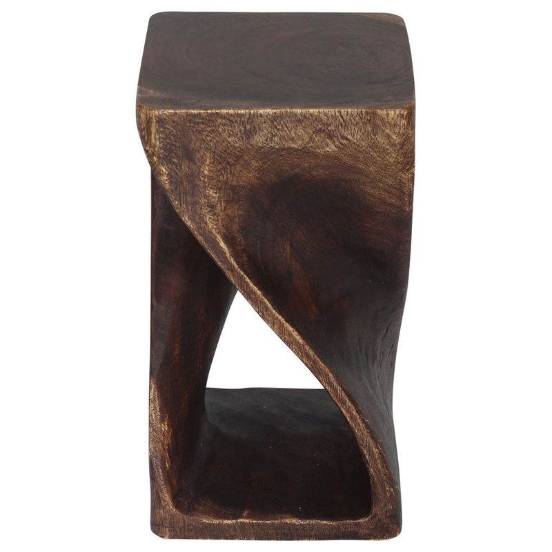 Original Wood Twist Accent Stool 10 X 10 X 18 In High Mocha Oil