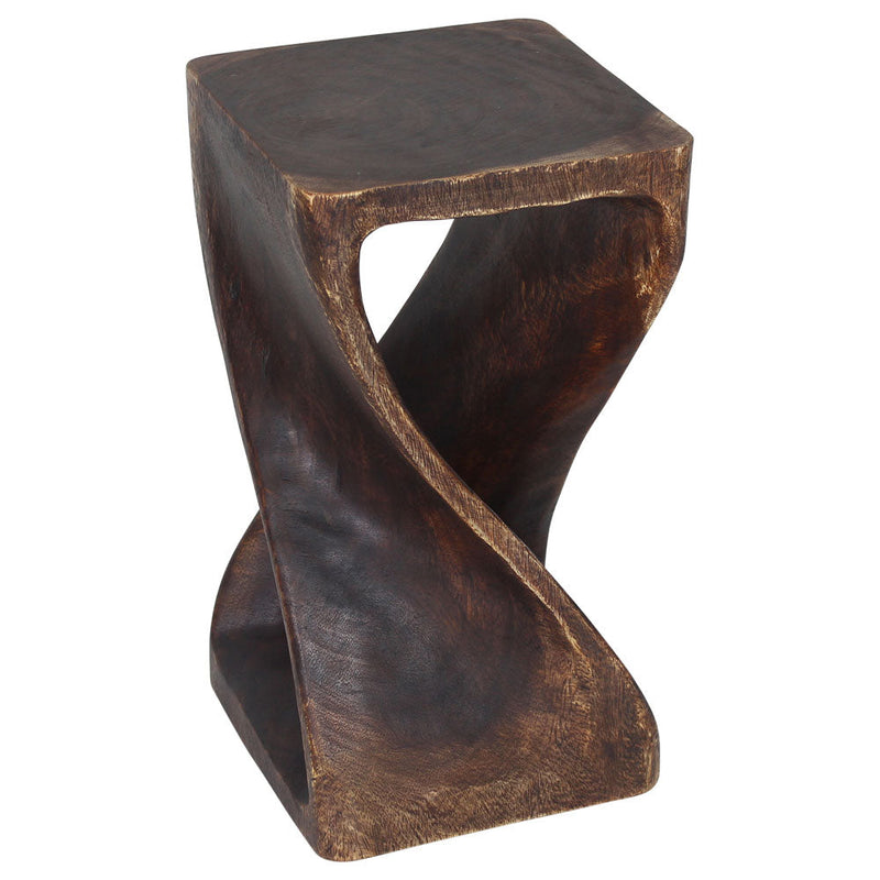 Original Wood Twist Accent Stool 10 X 10 X 18 In High Mocha Oil