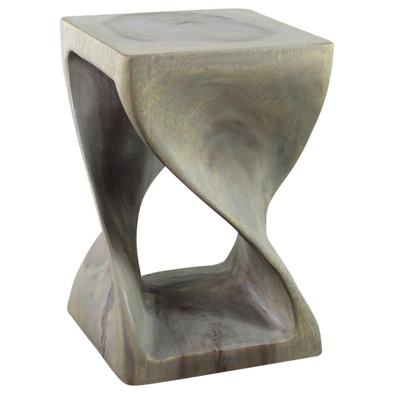 Haussmann® Original Wood Twist Stool 12 X 12 X 18 In High Grey Oil