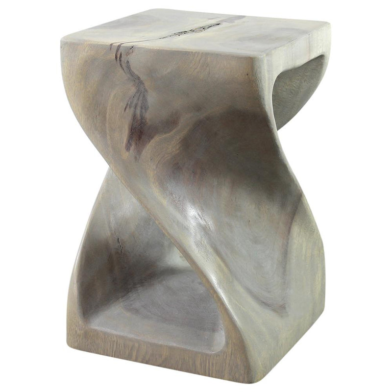 Haussmann® Original Wood Twist Stool 12 X 12 X 18 In High Grey Oil