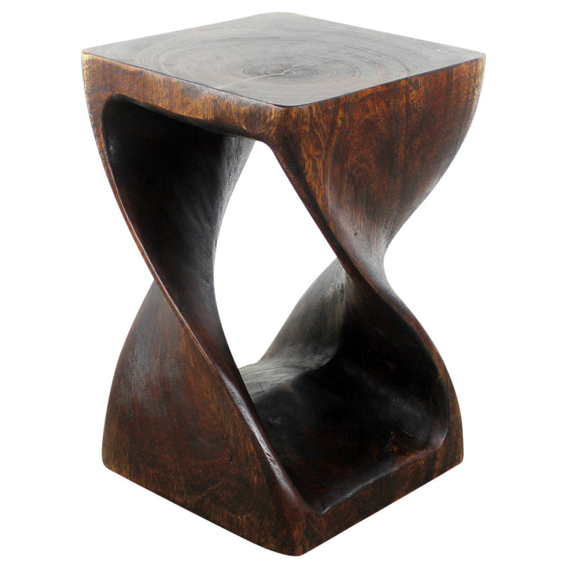 Haussmann® Original Wood Twist Stool 12 X 12 X 18 In High Mocha Oil