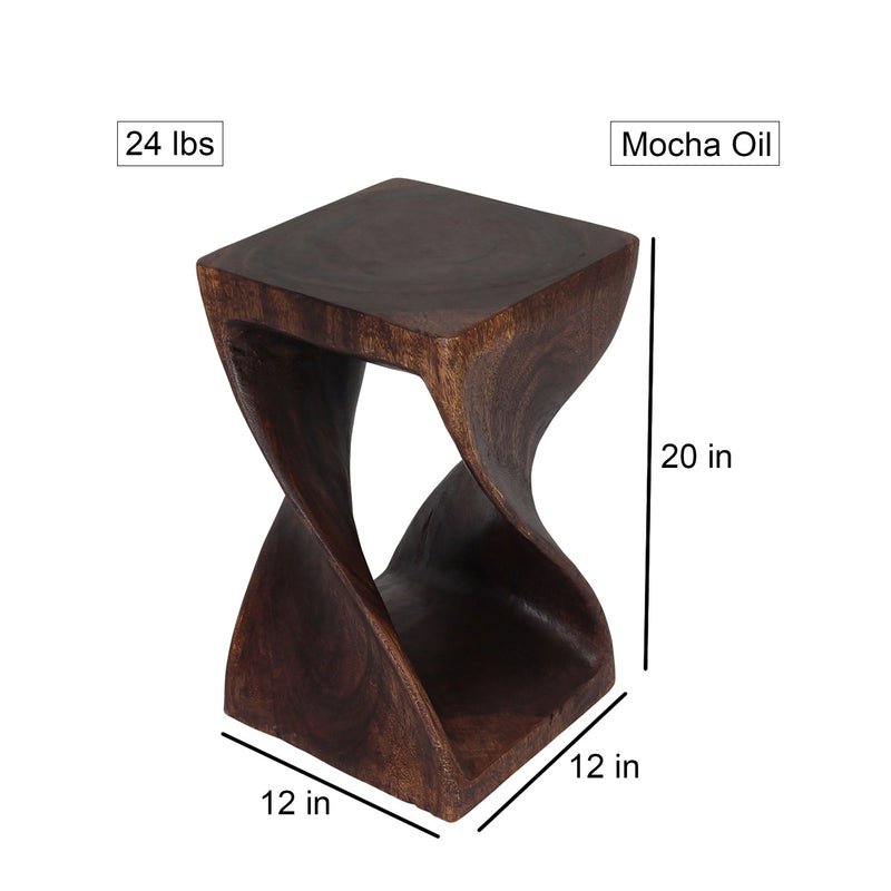 Haussmann® Original Wood Twist Stool 12 X 12 X 20 In High Mocha Oil