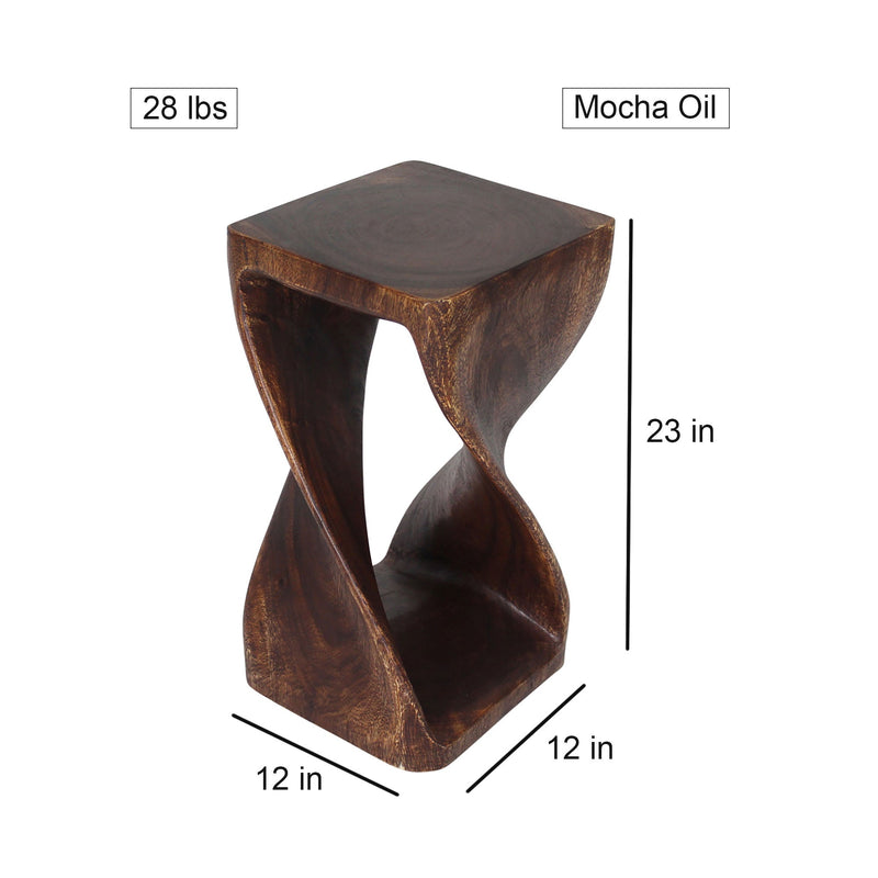 Haussmann® Original Wood Twist Stool 12 X 12 X 23 In High Mocha Oil