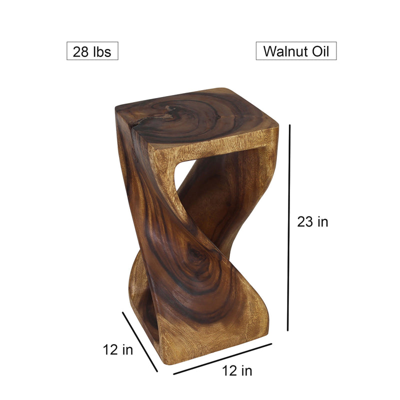 Haussmann® Original Wood Twist Stool 12 X 12 X 23 In High Walnut Oil