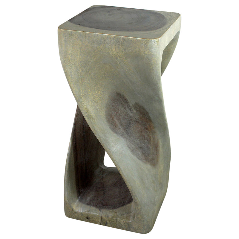 Haussmann® Original Wood Twist Stool 12 X 12 X 26 In High Grey Oil