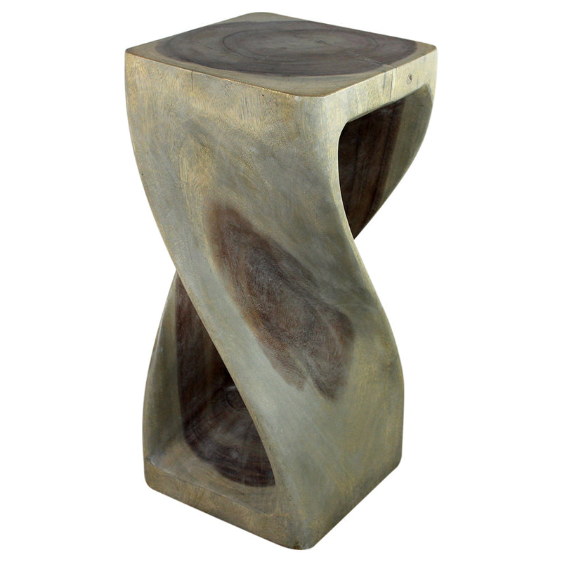 Haussmann® Original Wood Twist Stool 12 X 12 X 26 In High Grey Oil