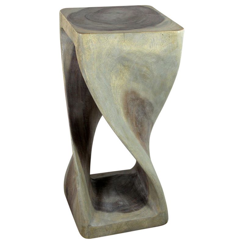 Haussmann® Original Wood Twist Stool 12 X 12 X 26 In High Grey Oil