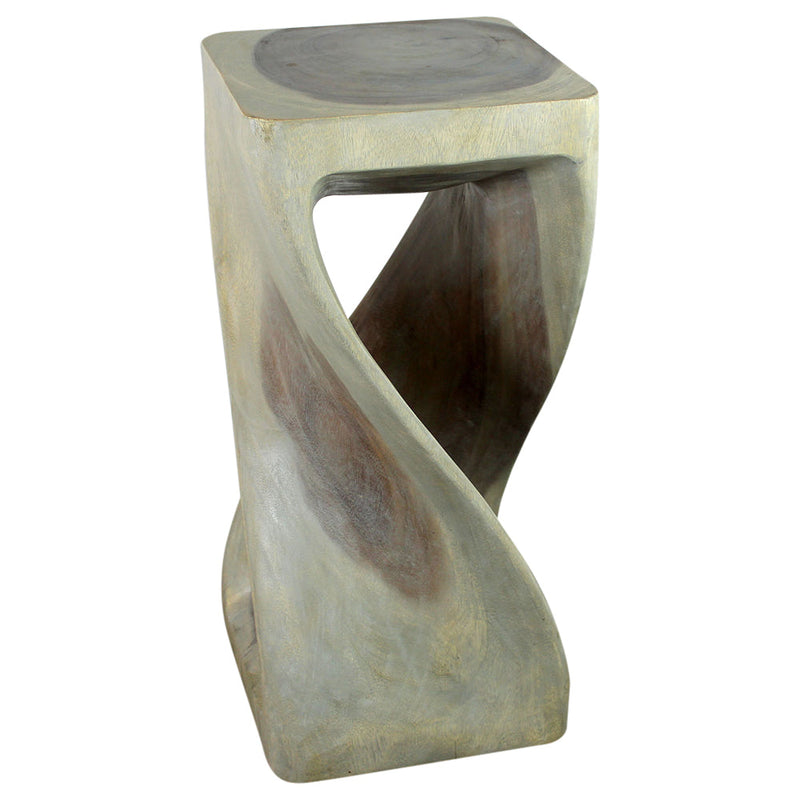 Haussmann® Original Wood Twist Stool 12 X 12 X 26 In High Grey Oil