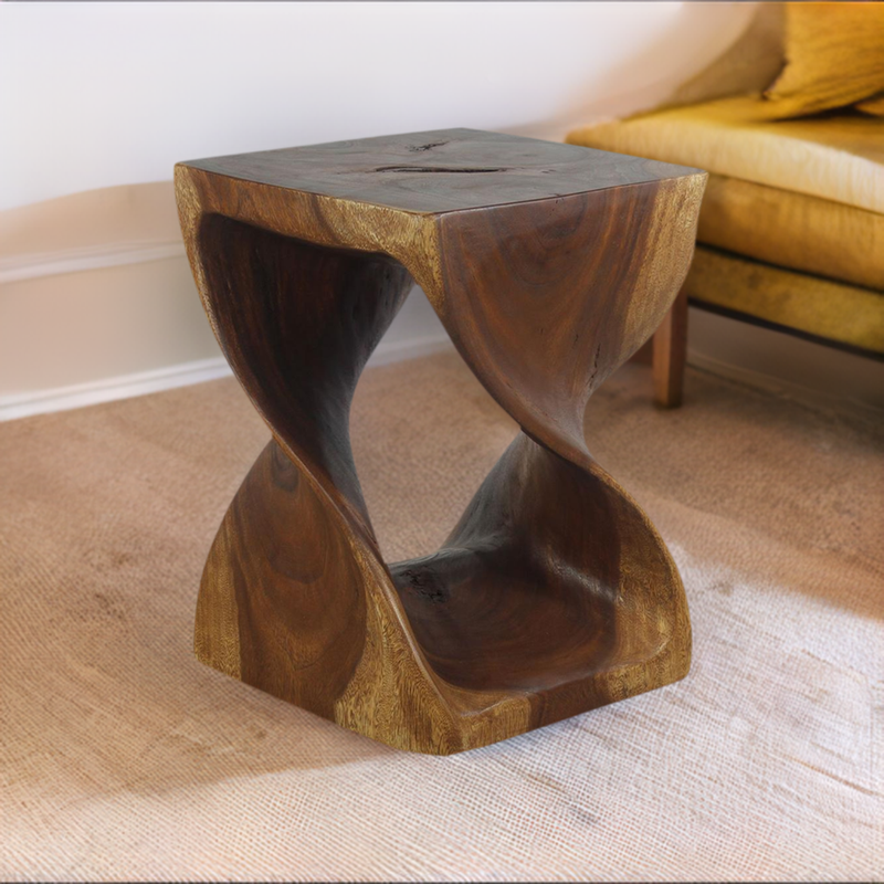 Haussmann® Original Wood Twist Stool 14 X 14 X 20 In High Walnut Oil