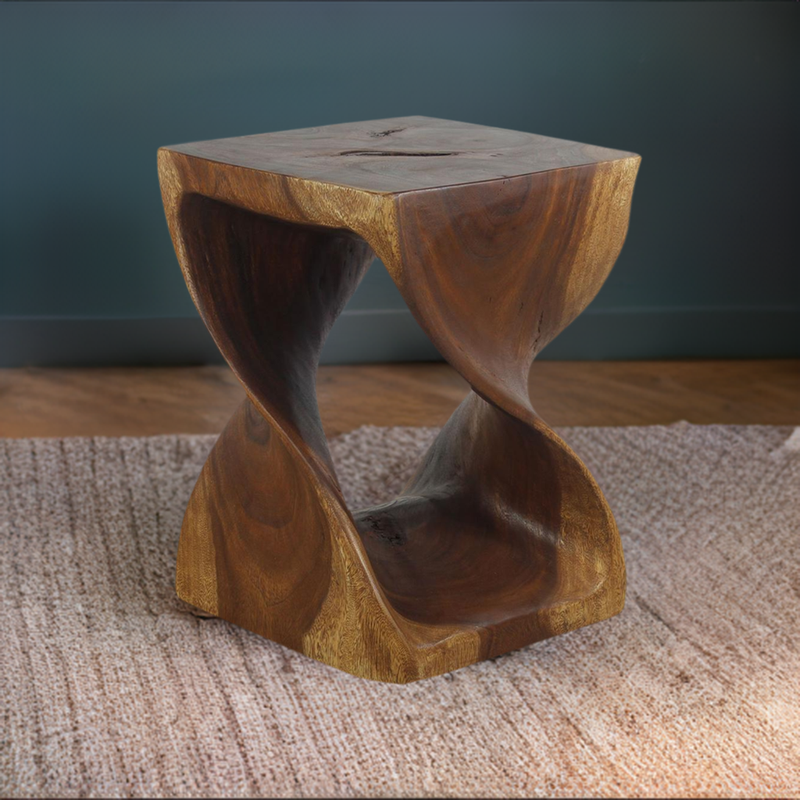 Haussmann® Original Wood Twist Stool 14 X 14 X 20 In High Walnut Oil