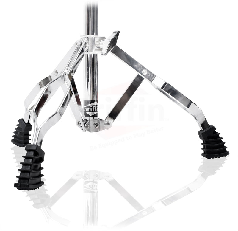 Hi-Hat Stand, Drummers Throne Seat & Snare Stand - 3 PACK Drum Hardware Set by GRIFFIN | Deluxe Chrome Slip-Proof Gear Holder Percussion Kit for Mounting Hihat Cymbals, and Snare Drums