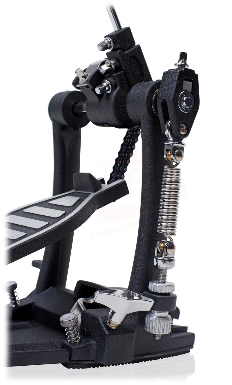 Single Kick Bass Drum Pedal by GRIFFIN | Deluxe Double Chain Foot Percussion Hardware for Intense Play | 4 Sided Beater & Fully Adjustable Power Cam System | Perfect for Beginner & Pro Drummers