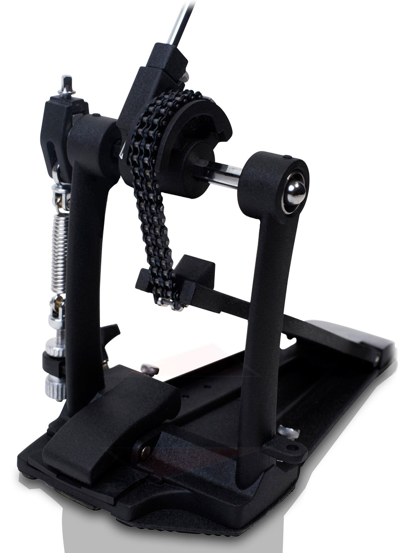 Single Kick Bass Drum Pedal by GRIFFIN | Deluxe Double Chain Foot Percussion Hardware for Intense Play | 4 Sided Beater & Fully Adjustable Power Cam System | Perfect for Beginner & Pro Drummers