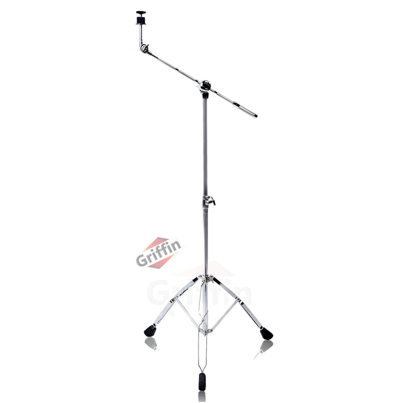 GRIFFIN Cymbal Boom Stand | Double Braced Drum Percussion Gear Hardware Set | Adjustable Height | Arm Holder With Counterweight Adapter for Mounting Heavy Duty Weight Crash &Ride Cymbals For Drummers
