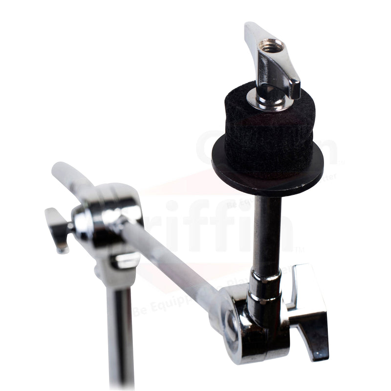 4-PACK Cymbal Boom Stand & Straight Cymbal Stand Combo Set by GRIFFIN | Percussion Drum Hardware Kit for Mounting & Holding Crash, Ride, Splash Cymbals | Arm Counterweight Adapter & Double Braced Legs