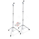 Straight Cymbal Stand (2 Pack) by GRIFFIN | Double Braced Legs, Slip-Proof Gear Holder | Light-Duty for Mobile Drummers | Percussion Drum Hardware Set for Mounting Crash, Ride & Splash Cymbals