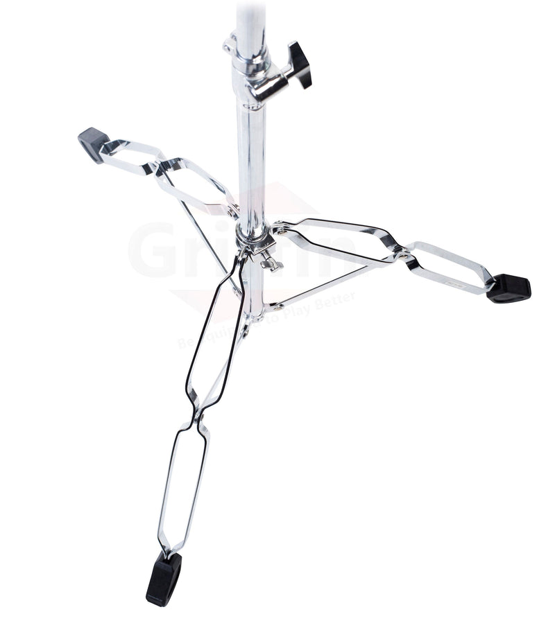 4-PACK Cymbal Boom Stand & Straight Cymbal Stand Combo Set by GRIFFIN | Percussion Drum Hardware Kit for Mounting & Holding Crash, Ride, Splash Cymbals | Arm Counterweight Adapter & Double Braced Legs