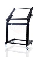 Rack Mount Rolling Stand & Adjustable Mixer Platform Rails by GRIFFIN - 19U Cart Holder for Music Studio Booth Pro Audio Recording Cabinet Equipment