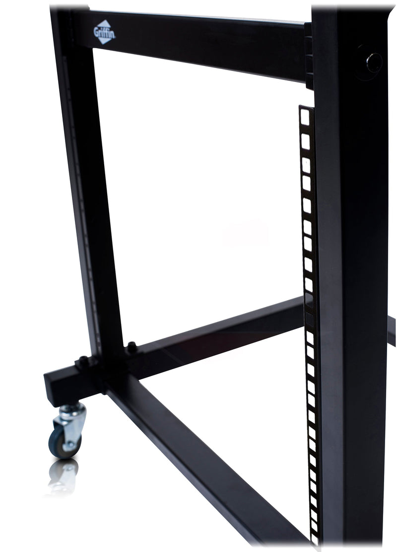 Rack Mount Rolling Stand & Adjustable Mixer Platform Rails by GRIFFIN - 19U Cart Holder for Music Studio Booth Pro Audio Recording Cabinet Equipment