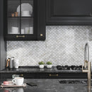 White Gray 10x11 Polished Arabesque Calacatta Gold Marble Mosaic Tile (5 pack, 3.75 sq ft/case)