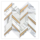 White Gray with Gold 12x12 Polished Chevron Marble Brass Mosaic Tile (5 pack, 5 sq ft/case) - Sample