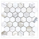 White Gray 12x12 Polished Hexagon Calacatta Gold Marble Mosaic Tile (5 pack, 4.83 sq ft/case)