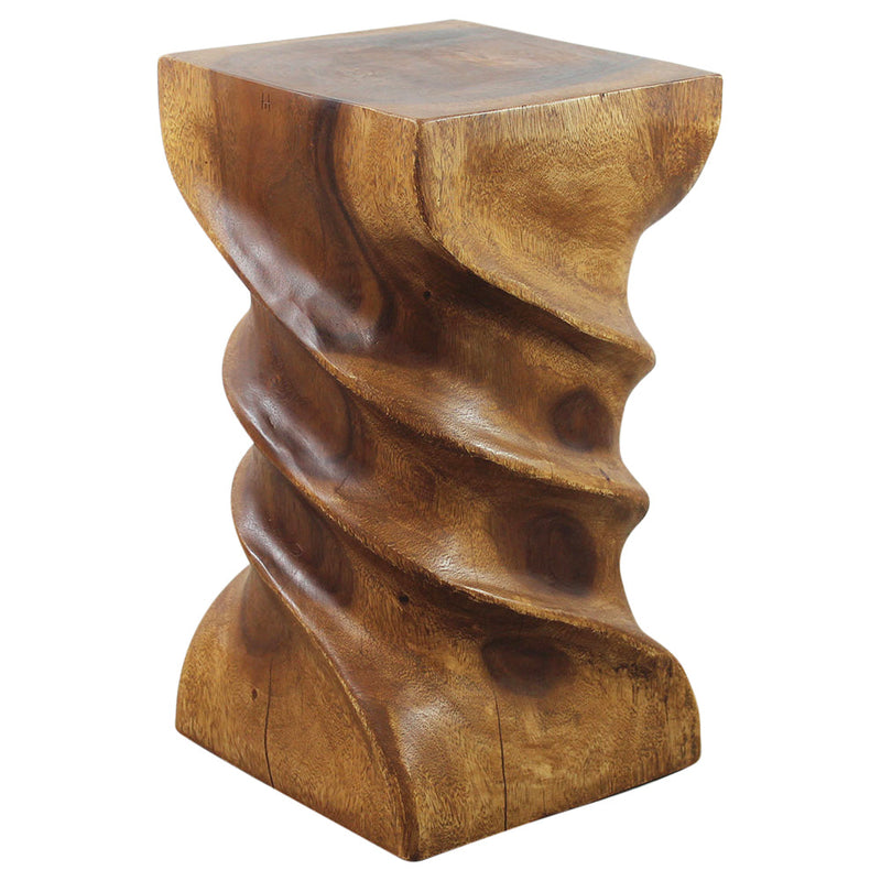 Haussmann® Wood  Triple Twist stool-stand 12 in SQ x 22 in H Walnut Oil