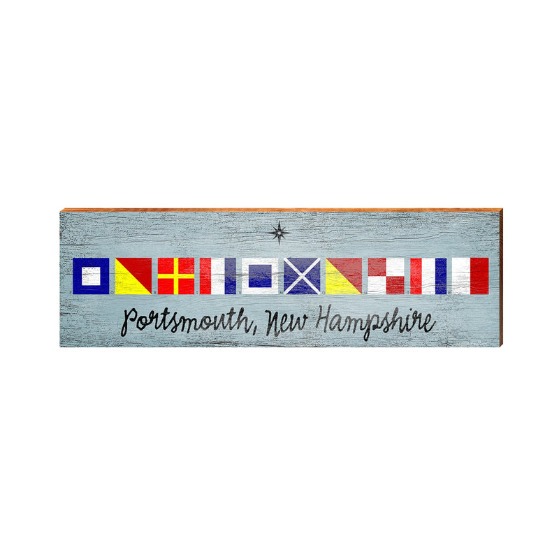 Portsmouth, New Hampshire Nautical Flags | Wall Art Print on Real Wood