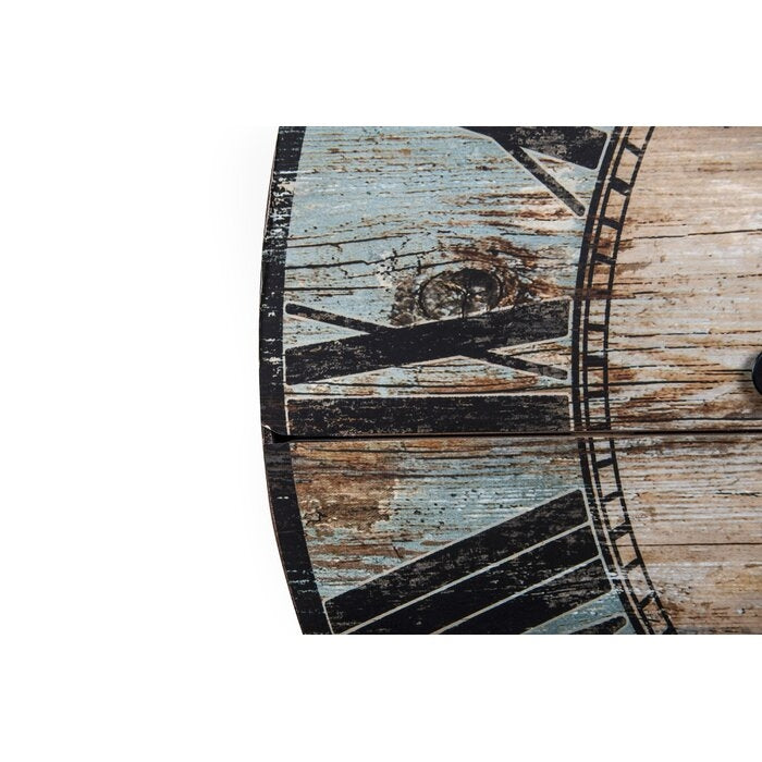 Turquoise Oversized Distressed Paris Wood Wall Clock, photo 3 of 5