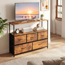 TV Stand Dresser for 45 Inch TV 5 Fabric Drawer Entertainment Center by LJGDeals