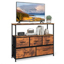 TV Stand Dresser for 45 Inch TV 5 Fabric Drawer Entertainment Center by LJGDeals